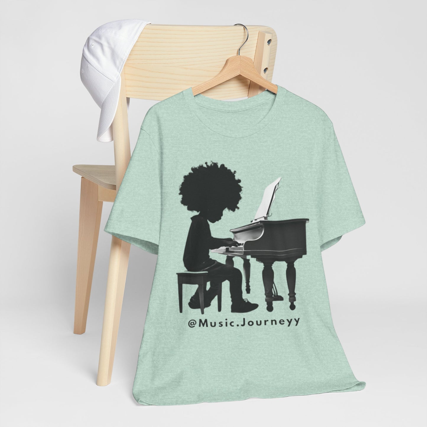 Musical Journeyy Unisex Jersey Tee - Afro Pianist Graphic T-Shirt
