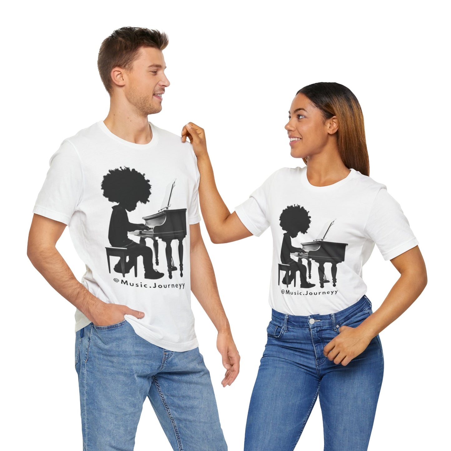 Musical Journeyy Unisex Jersey Tee - Afro Pianist Graphic T-Shirt