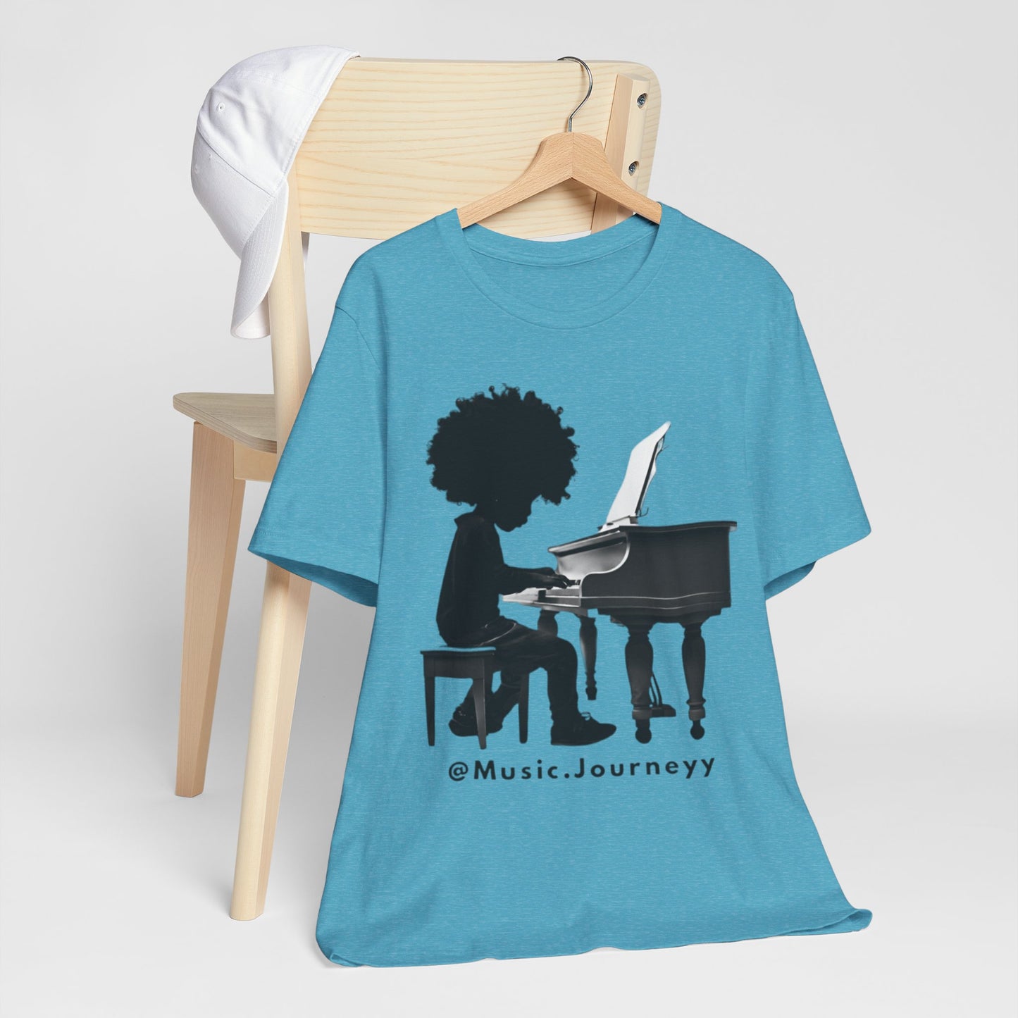 Musical Journeyy Unisex Jersey Tee - Afro Pianist Graphic T-Shirt