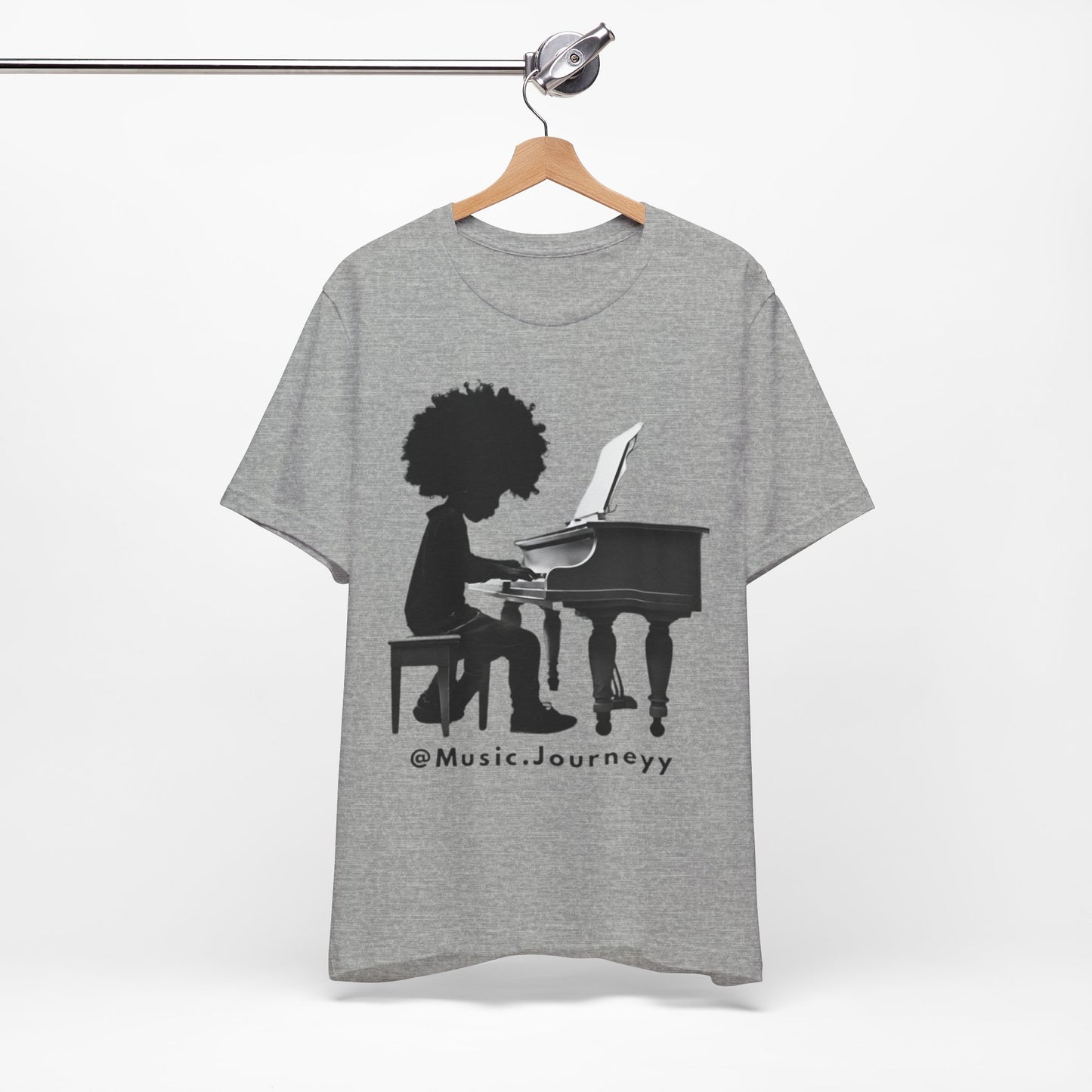 Musical Journeyy Unisex Jersey Tee - Afro Pianist Graphic T-Shirt