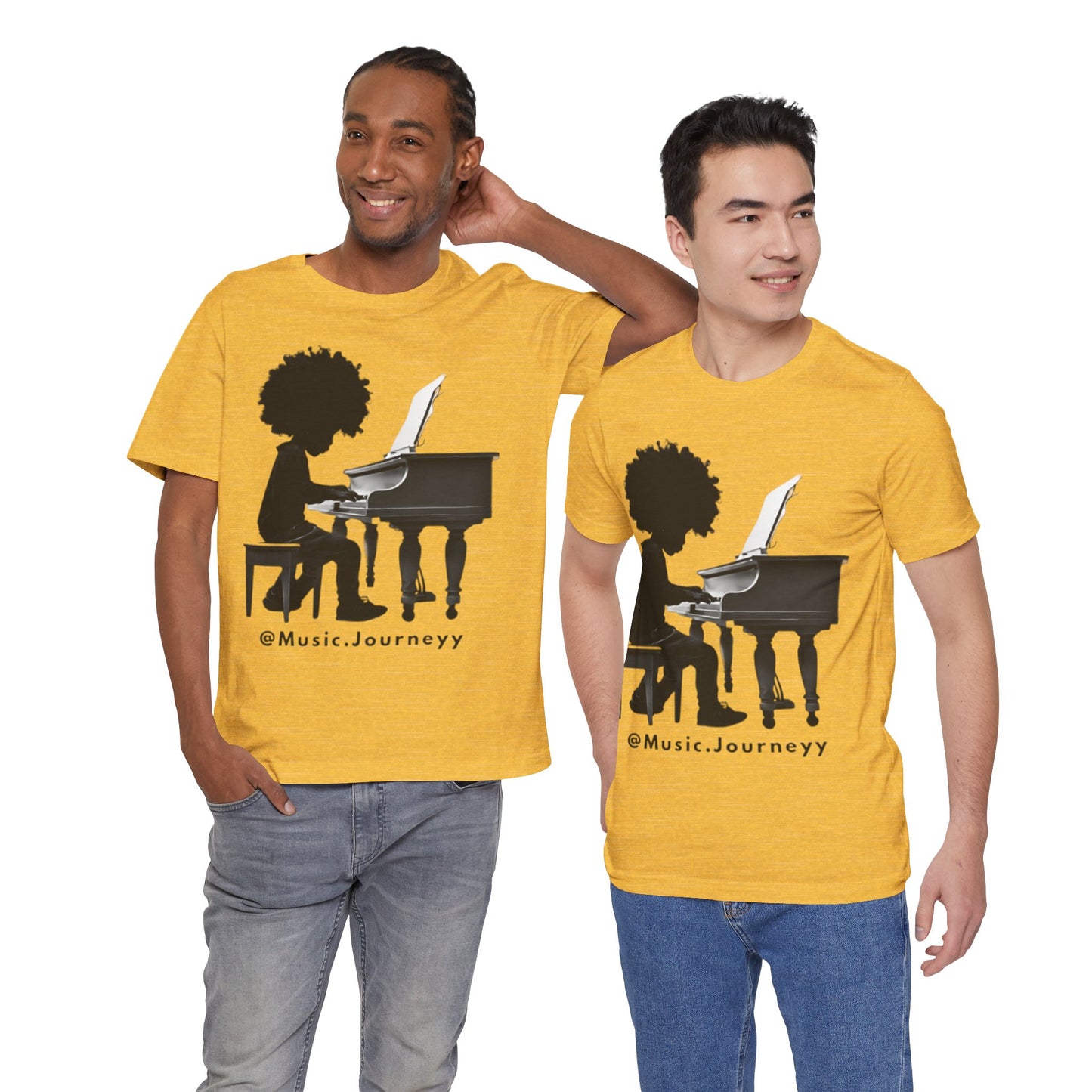 Musical Journeyy Unisex Jersey Tee - Afro Pianist Graphic T-Shirt