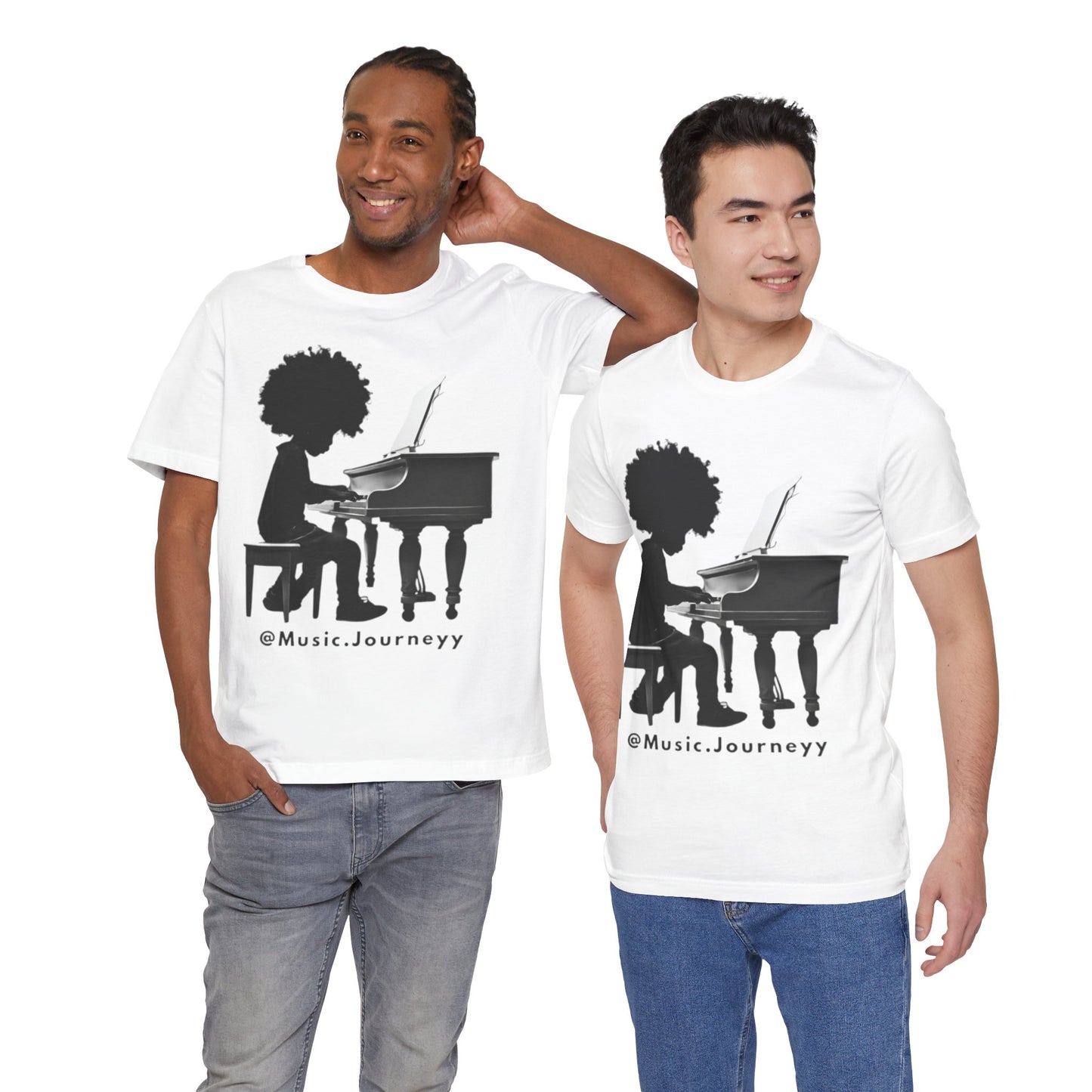 Musical Journeyy Unisex Jersey Tee - Afro Pianist Graphic T-Shirt