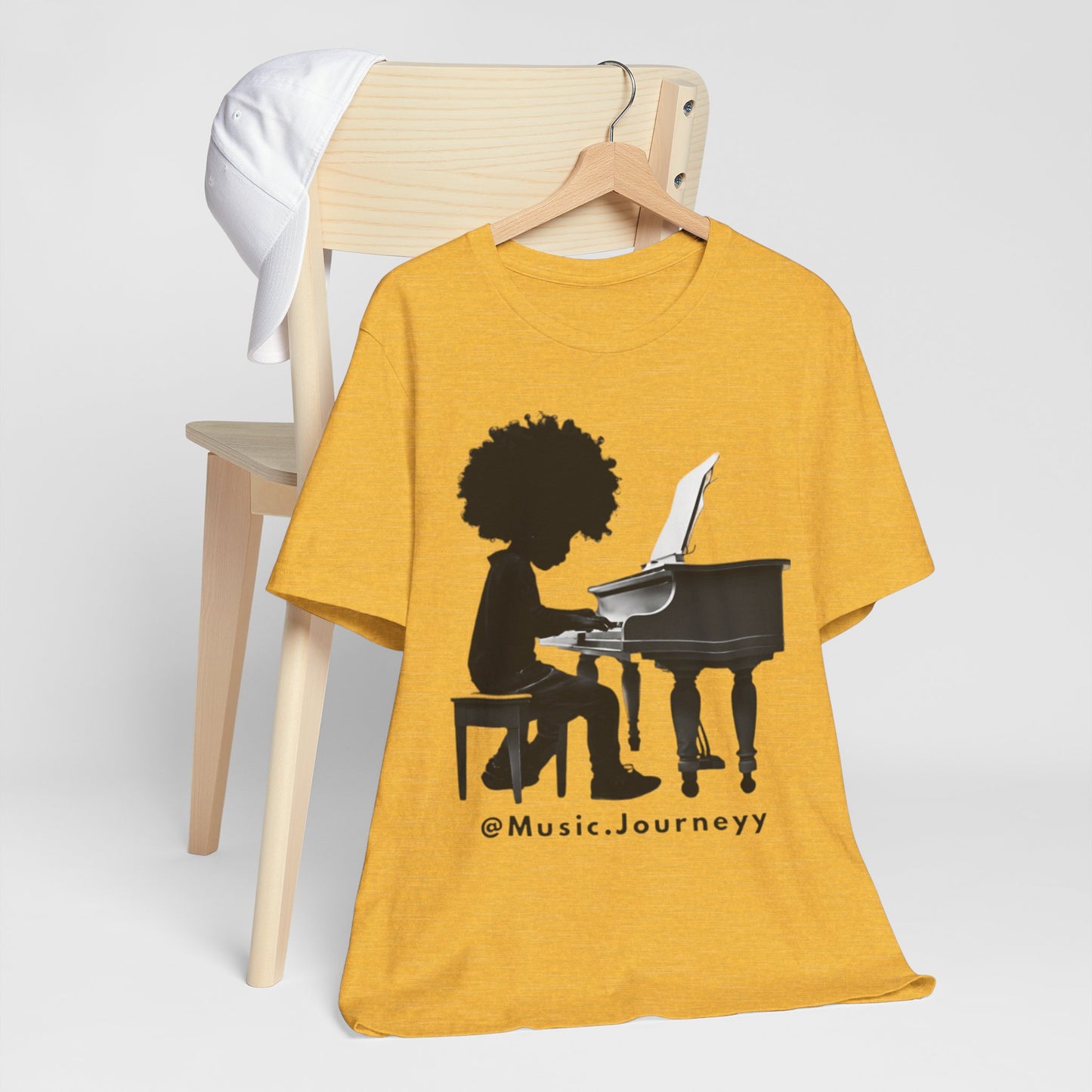 Musical Journeyy Unisex Jersey Tee - Afro Pianist Graphic T-Shirt