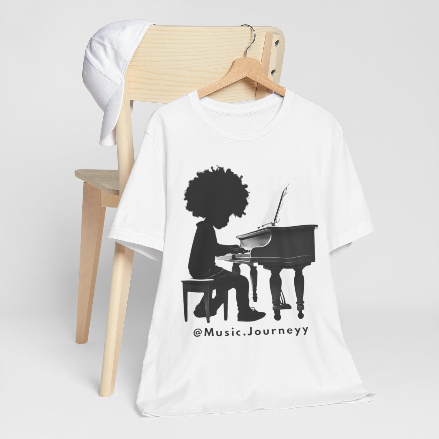 Musical Journeyy Unisex Jersey Tee - Afro Pianist Graphic T-Shirt