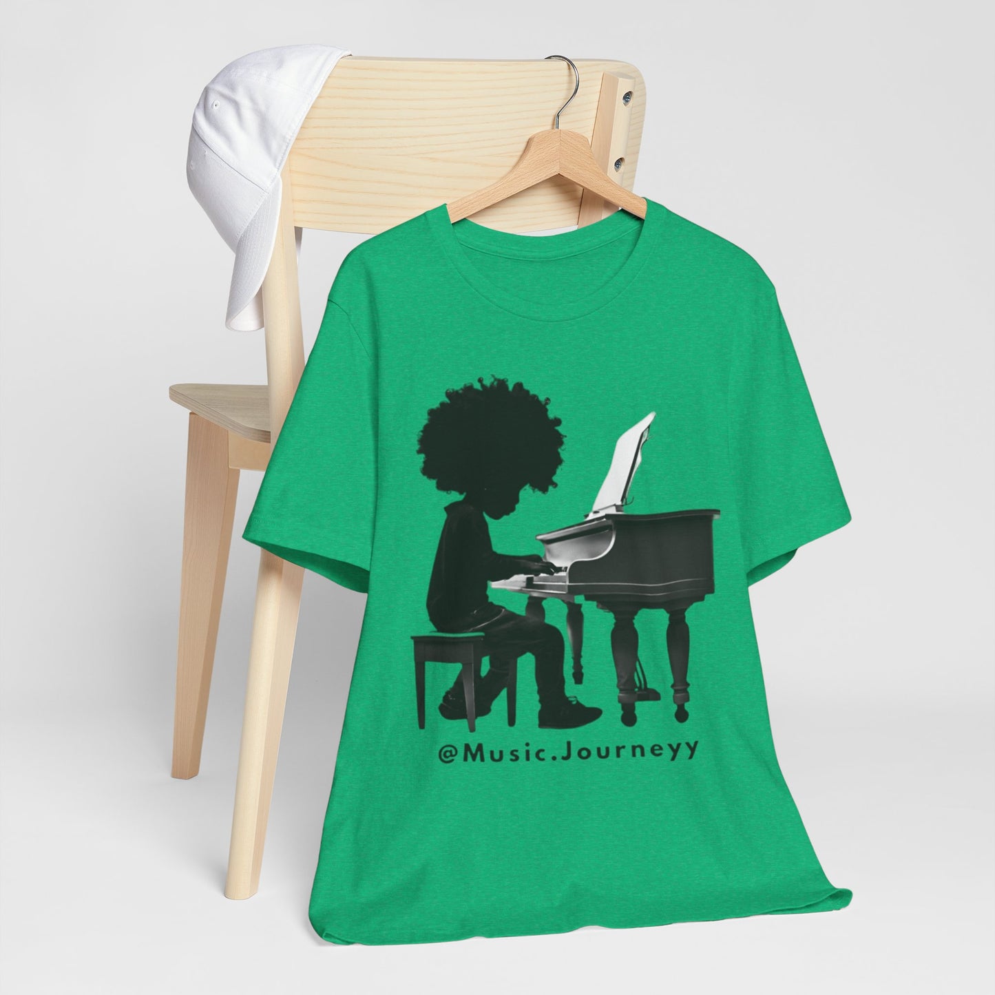 Musical Journeyy Unisex Jersey Tee - Afro Pianist Graphic T-Shirt