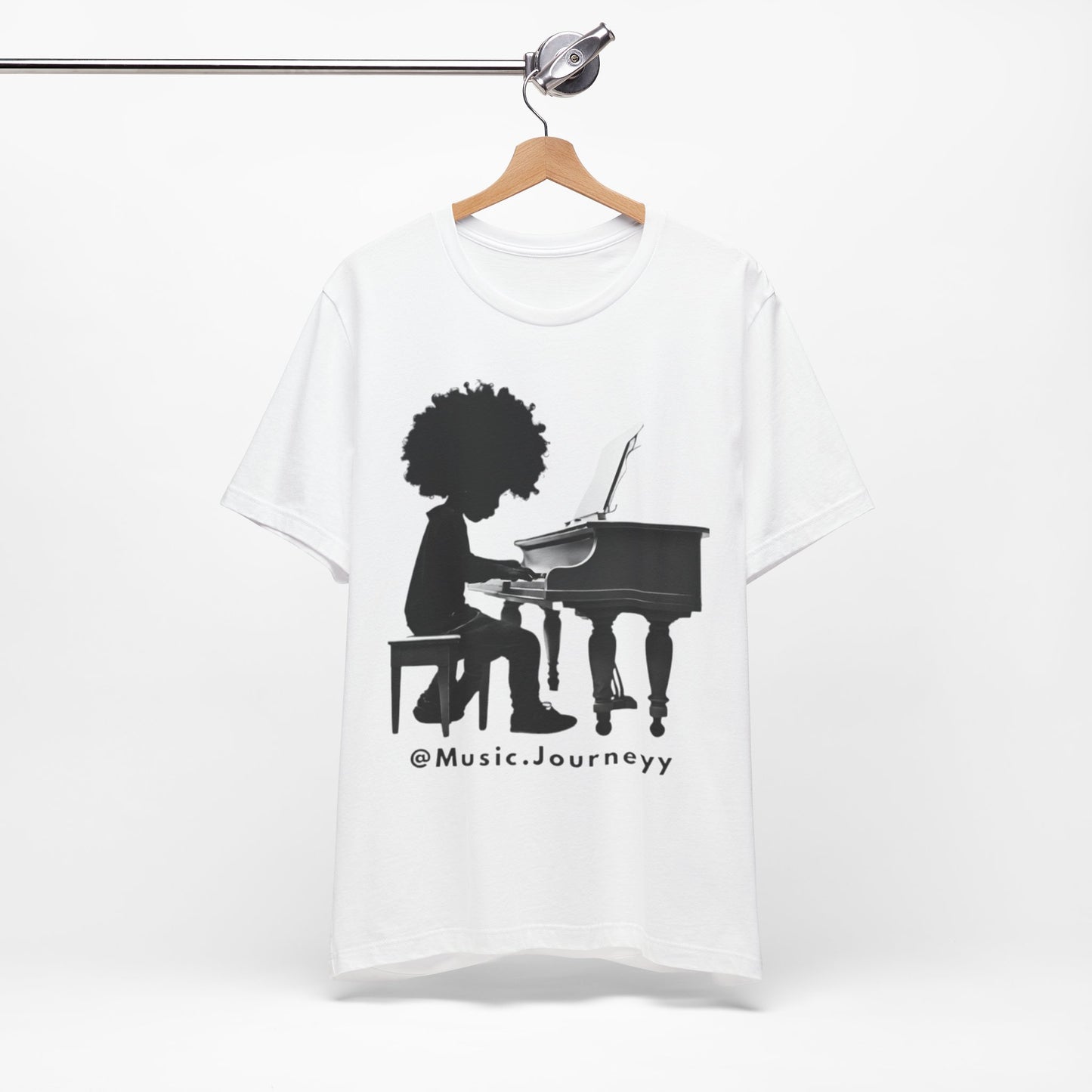 Musical Journeyy Unisex Jersey Tee - Afro Pianist Graphic T-Shirt