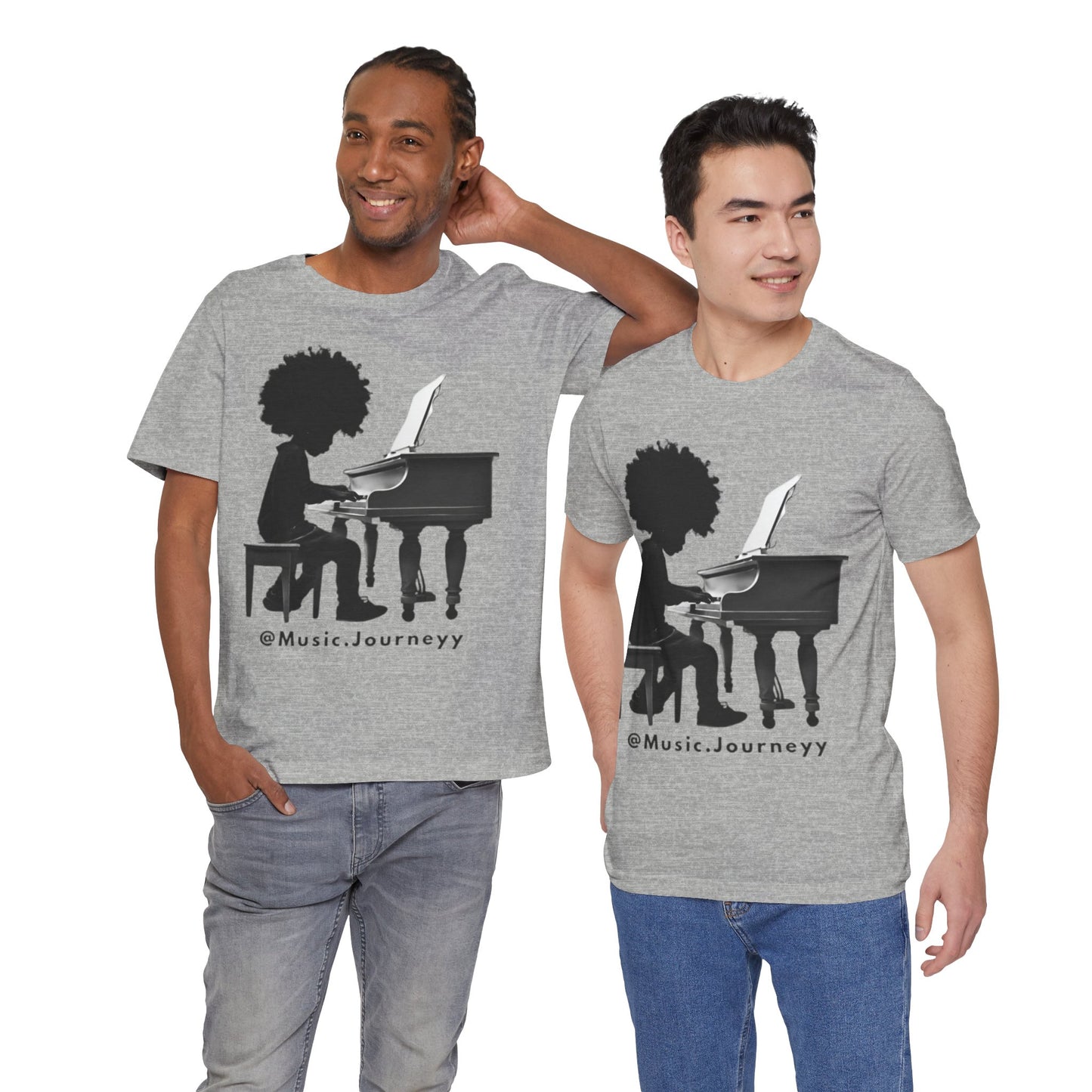 Musical Journeyy Unisex Jersey Tee - Afro Pianist Graphic T-Shirt